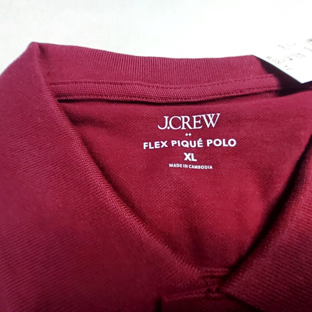 J.Crew Mens Flex Piqué Polo Shirt XL Burgundy Cotton Blend Made In Cambodia - Picture 7 of 12